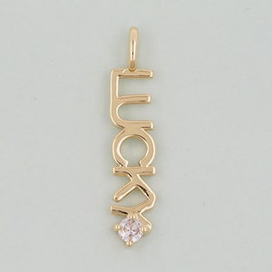 Pingente de letras douradas, pingente de sorte de ouro 18K, pulseira de pingente de sorte para fabricação de joias faça você mesmo