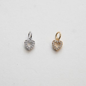 Gold Tiny Heart Charms,18K Gold Filled Heart Pendant,CZ Micro Pave Heart Charm Bracelet Necklace for DIY Jewelry Making Supply