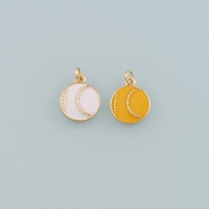 Pingente esportivo dourado, pingente de beisebol com enchimento de ouro 18K, pulseira e colar com pingente de softball esmaltado para fabricação de joias faça você mesmo