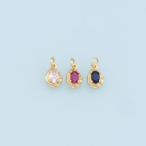 Gold Oval Crystal Charm,18K Gold Filled Oval Pendant,Irregular Oval Charm Bracelet Necklace for DIY Jewelry Making Supply