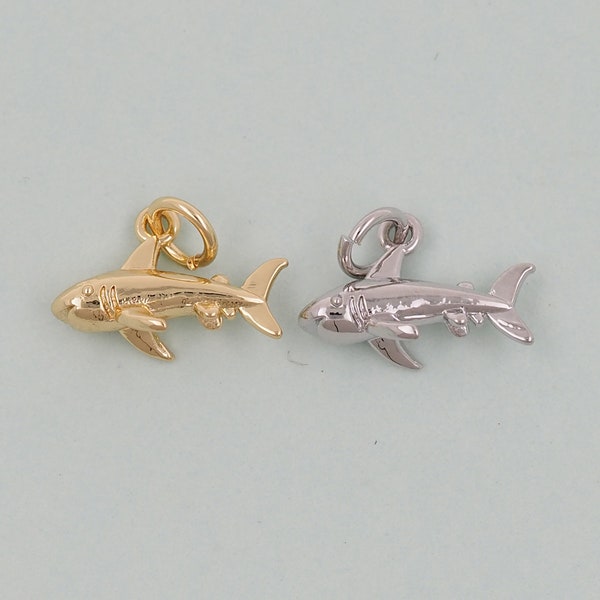 Gold shark Charms,18K Gold Filled shark Pendant,Silver shark Charm Bracelet Necklace for DIY Jewelry Making Supply