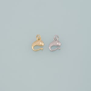 Gold Fish Charms,18K Gold Filled Fish Pendant,Dainty Fish Charm Bracelet Necklace for DIY Jewelry Making Supply