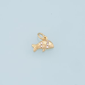 Gold Tiny Fish Charms,18K Gold Filled Fish Pendant,Cute Fish Charm Bracelet Necklace for DIY Jewelry Making Supply