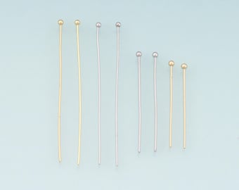 50 alfileres con cabeza esférica rellenos de oro de 18 quilates para hacer joyas DIY.