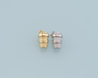 Gold cup Charms,18K Gold Filled cup Pendant,coffee cup Charm Bracelet Necklace for DIY Jewelry Making Supply