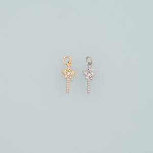 18K Gold Filled Magic Wand Pendant,CZ Micro Pave Magic Wand Charm Bracelet Necklace for DIY Jewelry Making Supply