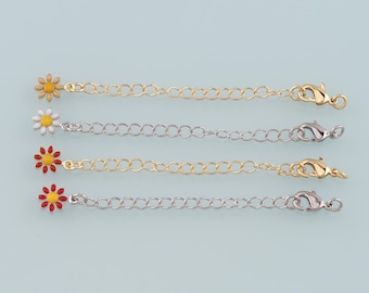 18K Gold gefüllte Blume Verlängerungskettchen für Halskette Armband Versorgung Komponente Accessoires Verlängerungskarabiner Verschlüsse mit Gold Verlängerungskette