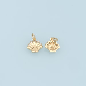 Gold Shell Charms,18k Gold Filled Conch Shell Pendant,cz Shell Charm ...