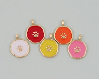 Gold Paw Charms,18K Gold Filled Cat Paw Pendant,Dog Paw Charm Bracelet Necklace for DIY Jewelry Making Supply
