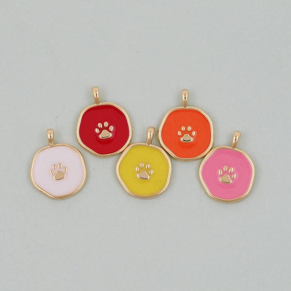 Gold Paw Charms,18K Gold Filled Cat Paw Pendant,Dog Paw Charm Bracelet Necklace for DIY Jewelry Making Supply