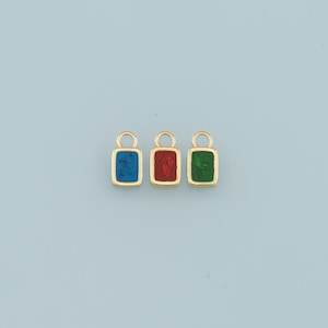 18K Gold Filled Rectangle Pendant,Enamel rectangle Charm Bracelet Necklace for DIY Jewelry Making Supply