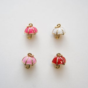 Gold Umbrella Charms,18K Gold Filled Umbrella Pendant,Enamel Charm Bracelet Necklace for DIY Jewelry Making Supply