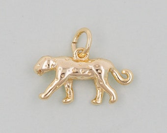 Gold leopard Charms,18K Gold Filled leopard Pendant,leopard Charm Bracelet Necklace for DIY Jewelry Making Supply