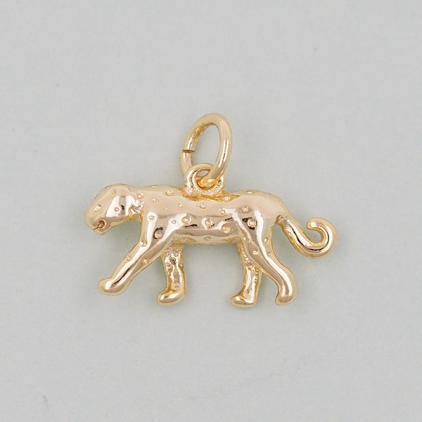 Gold leopard Charms,18K Gold Filled leopard Pendant,leopard Charm Bracelet Necklace for DIY Jewelry Making Supply