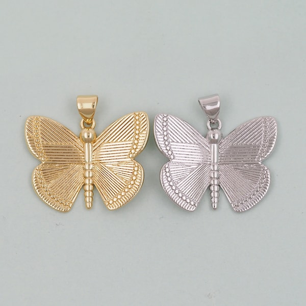 Gold Butterfly Charms,18K Gold Filled Butterfly Pendant,insect Charm Bracelet Necklace for DIY Jewelry Making Supply