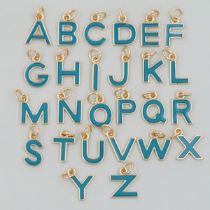 Encantos de letras douradas, pingente de letras preenchidas com ouro 18K, colar de pulseira com pingente inicial para fornecimento de fabricação de joias DIY