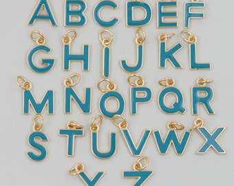 Gold letter Charms,18K Gold Filled letter Pendant,initial Charm Bracelet Necklace for DIY Jewelry Making Supply