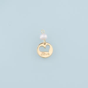 18K Gold Filled Pearl Heart Pendant,Love Charm Bracelet Necklace for DIY Jewelry Making Supply