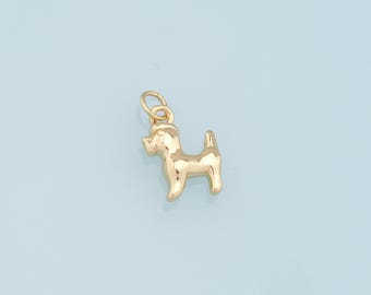 Gold Dog Charms,18K Gold Filled Dog Pendant,Cute Dog Charm Bracelet Necklace for DIY Jewelry Making Supply