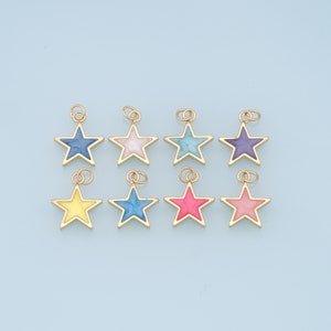 Gold Star Charms,18K Gold Filled Star Pendant,Shell North Star Charm Bracelet Necklace for DIY Jewelry Making Supply