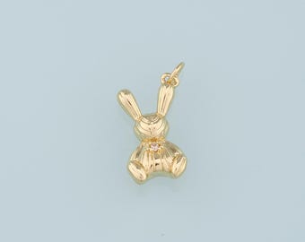 バニーチャーム、18K ゴールドメッキ ウサギペンダント、動物チャーム