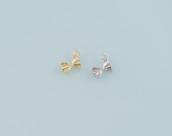 Gold Bow Charm,18K Gold Filled Bow Pendant,Bow Tie Charm Bracelet Necklace for DIY Jewelry Making Supply