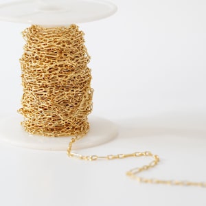Gold Oval Chain,18K Gold Filled Rectangle Chain for Necklace Bracelet DIY Jewelry Making Supply 2mm