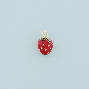 Gold Strawberry Charms,18K Gold Filled Strawberry Pendant,Enamel Fruit Charm Bracelet Necklace for DIY Jewelry Making Supply