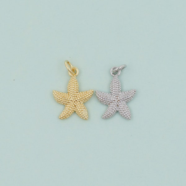 Gold Starfish Charms,18K Gold Filled Sea star Pendant,Starfish Charm Bracelet Necklace for DIY Jewelry Making Supply
