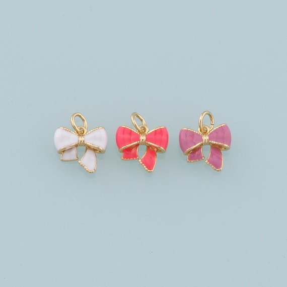 Ciondoli con fiocco in oro, ciondolo con fiocco riempito in oro 18 carati, collana con ciondolo a forma di papillon in smalto per la creazione di gioielli fai da te - Italia