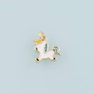 Gold Unicorn Charms,18K Gold Filled Unicorn Pendant,Enamel Unicorn Charm Bracelet Necklace for DIY Jewelry Making Supply