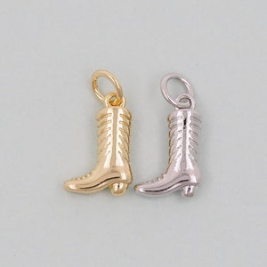 Gold Cowboy Boots Charms,18K Gold Filled Boots  Pendant,Boots Charm Bracelet Necklace for DIY Jewelry Making Supply