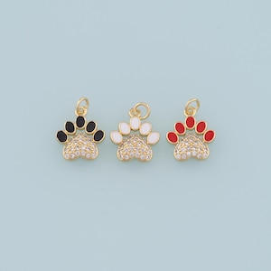 Gold Paw Charms,18K Gold Filled Cat Paw Pendant,Dog Paw Charm Bracelet Necklace for DIY Jewelry Making Supply