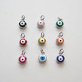 Silver Tiny Blue Evil Eye Charms,18K Gold Filled Evil Eye Pendant,Evil Eye Protect Charm Bracelet Necklace for DIY Jewelry Making Supply 7mm