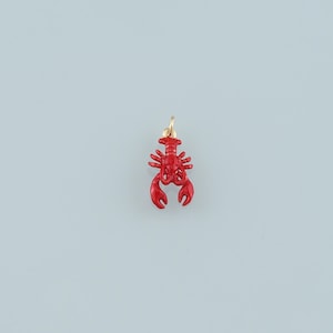 Lindos dijes de langosta, colgante de langosta esmaltado en oro de 18 quilates, collar y pulsera con dije de océano kawaii para hacer joyas DIY.