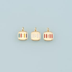 Gold Angel Numbers Charms,18K Gold Filled 11:11 Pendant,Enamel Angel Numbers Charm Bracelet Necklace for DIY Jewelry Making Supply