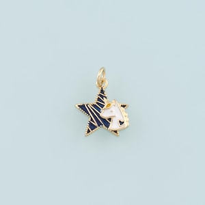 Gold Unicorn Charms,18K Gold Filled Star Unicorn Pendant,Enamel Unicorn Charm Bracelet Necklace for DIY Jewelry Making Supply