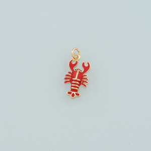Lindos dijes de langosta, colgante de langosta esmaltado en oro de 18 quilates, collar de pulsera con dije de océano kawaii para hacer joyas DIY.