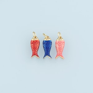 Gold Fish Charms,18K Gold Filled Enamel Fish Pendant,Cute Fish Charm Bracelet Necklace for DIY Jewelry Making Supply