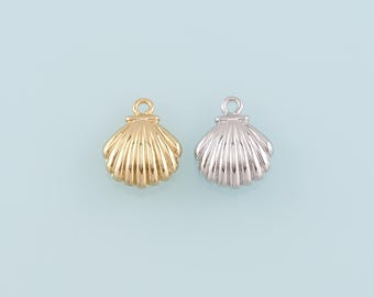 Gold Shell Charms,18K Gold Filled Scallop Pendant,Conch Shell Charm Bracelet Necklace for DIY Jewelry Making Supply