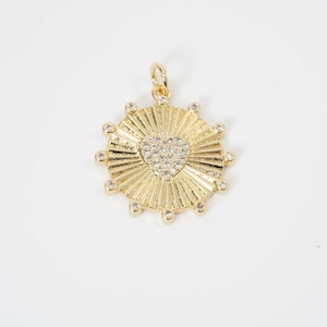 Gold Heart Charms,18K Gold Heart Pendant,Heart Charm Bracelet Necklace for DIY Jewelry Making Supply