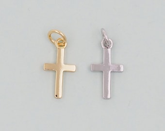 Gold Cross Charms,18K Gold Filled Cross Pendant,Silver Religious Charm Bracelet Necklace for DIY Jewelry Making Supply