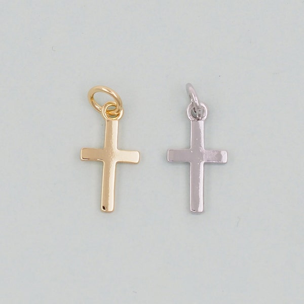 Gold Cross Charms,18K Gold Filled Cross Pendant,Silver Religious Charm Bracelet Necklace for DIY Jewelry Making Supply