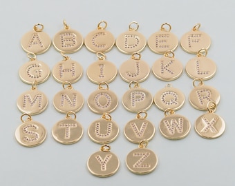 Gold letter Charms,18K Gold Filled letter Pendant,initial Charm Bracelet Necklace for DIY Jewelry Making Supply