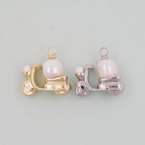 Dijes de motocicleta de oro, colgante de motocicleta relleno de oro de 18K, collar de pulsera con dijes de motocicleta para suministro de joyería DIY