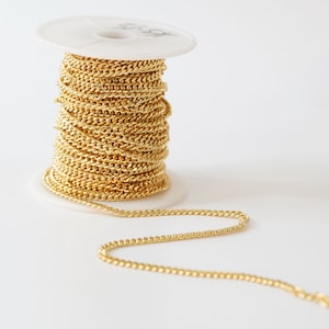 Gold Curb Chain,18K Gold Filled Curb  for Necklace Bracelet DIY Jewelry Making Supply