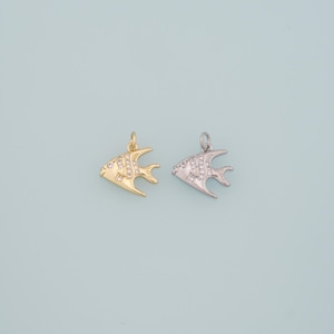 Gold Fish Charms,18K Gold Filled Fish Pendant,CZ Micro Pave Fish Charm Bracelet Necklace for DIY Jewelry Making Supply