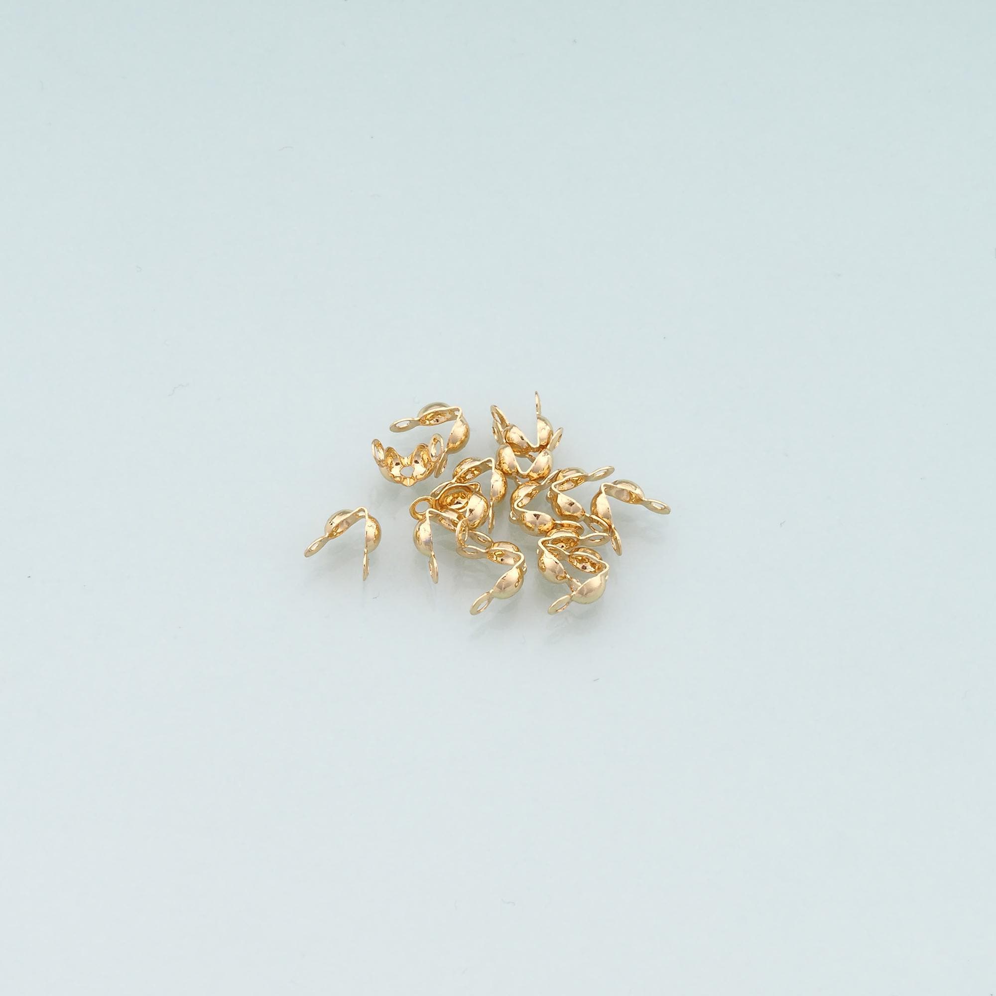 20Pcs 18K Gold Filled Crimp Cover Beads for DIY Jewelry Making Supply