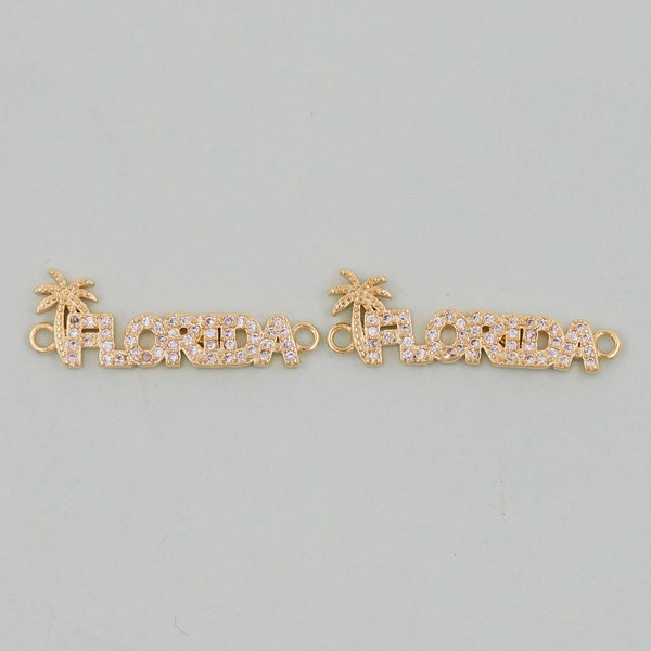 Gold Florida Charms,18K Gold Filled Florida Pendant Bracelet Necklace for DIY Jewelry Making Supply