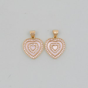 Gold Heart Charms,18K Gold Filled Heart Pendant,Heart Charm Bracelet Necklace for DIY Jewelry Making Supply